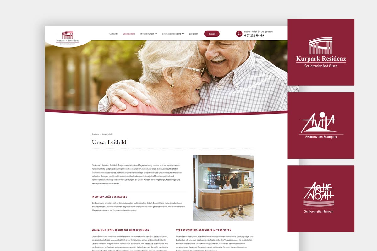 Drei neue Websites für Pflegeresidenzen im Weserbergland